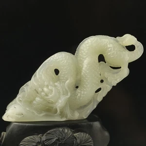 China Natural hetian Jade Hand Carved Statue dragon loong pendant L - Picture 1 of 6