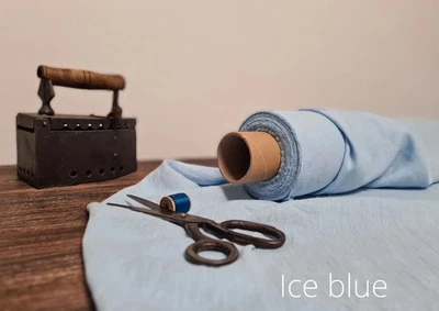 Ice Blue Linen Fabric by the Yard – Material for Apparel & Home Projects - Image 1 of 4