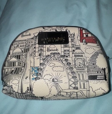 NUEVO HARRODS Pequeño Multicolor Negro Esmaltado PVC Mini LONDRES Bolsa de Cosméticos 7x5x2” Foto 1 de 4