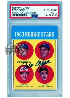 Tarjeta autógrafa reimpresión de novato Pete Rose 1963 Topps #537 PSA/DNA Foto 1 de 2