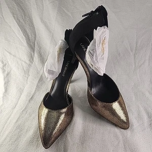 Shoes Lane Bryant Pale Gold Metallic 10W Choked Ankle Pumps Back Zipper  - Picture 1 of 9