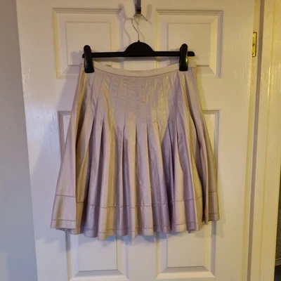 Ted Baker women’s Pleated Skirt, beige champagne shimmer Knee Length Size 2 uk10 - Image 1 of 4