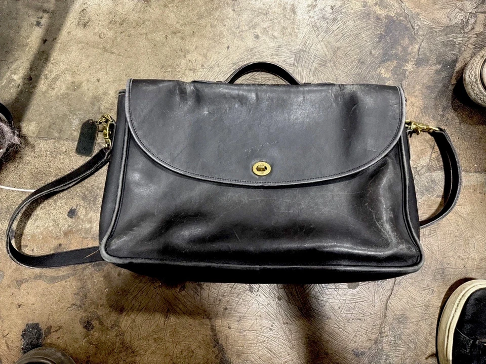 Vintage Coach 5265 Black Leather Briefcase Messenger Bag – Made in USA, 1995 - Image 1 of 4