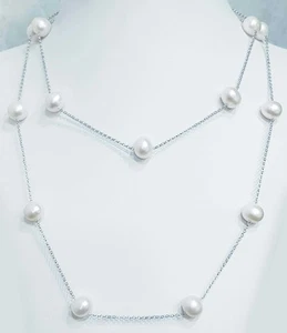 COLLANA in ARGENTO con PERLE BIWA del GIAPPONE - Foto 1 di 1