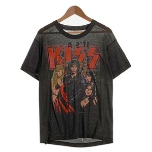 80's Kiss IT's A DIRTY JOB Print T-shirt Black 1987 Copyright Size L-XL Used - Picture 1 of 9