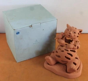 🚨PartyLite Terra Cotta Cat w Bird Tealight Holder Luminary Best Friends w Box🐱 - Picture 1 of 4
