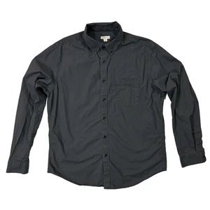 Merona Men's Large Button-Down Long-Sleeve Shirt Dark Gray Charcoal - Picture 1 of 24