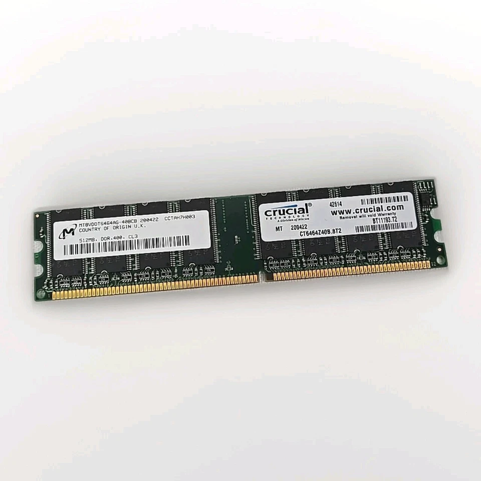 Crucial Micron 512MB DDR PC2700 333Mhz CL2.5 Desktop Memory CT6464Z40B.8T2 - Image 1 of 3