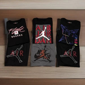 NWT NIKE AIR JORDAN BOY'S 2 PC SET  SHORT SLEEVE SHORTS BLACK GRAY L 12-13 - Picture 1 of 13