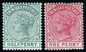 TRINIDAD Queen Victoria 1883 ½d. & 1d. Watermark Crown CA SG 106 & SG 107 MINT - Picture 1 of 2
