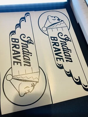 Indian Brave OEM Vintage Motorcycle Gas Tank Decals 2PC Set New OEM Outline - Image 1 of 4