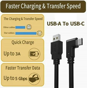 16FT USB-C 3.2 Cable for Oculus Quest Link VR Right Angle PC Charging Cord - Picture 1 of 8