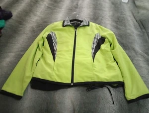 Womens Ac-tiv-ology Neon Green Jogging Suit Blk &Wht Argyle Detailing Sz PM - Picture 1 of 11