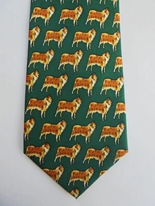 COLLIE DOG NECK TIE PURE SILK DAVID JONES - Picture 1 of 3