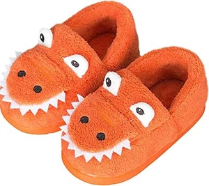 JACKSHIBO Girls Boys Home Slippers Warm Dinosaur House 6-6.5 Toddler, Orange - Picture 1 of 6