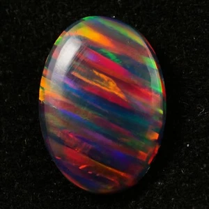 Black Fire Opal Oval Cabochon 14x10 mm 4 Cts AAA+ Australian Loose Gemstone - Picture 1 of 4