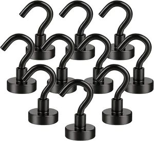 Magnet Haken, 10 Stück Magnethaken Extra Stark, Schwarz Neodym Magnethaken, DHL - Bild 1 von 7