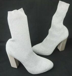 Le Silla Linda Lurex Silver Glitter Women's Ankle Sock Boot Size 37