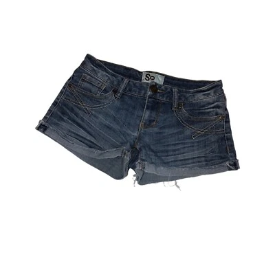 So Size 1 Cut Off Jean Shorts Blue Stretch Boho Beach Summer Festival - Image 1 of 4