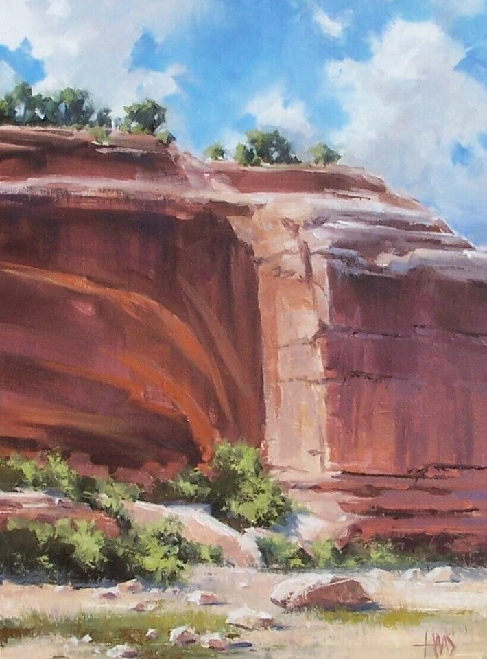 TOM HAAS painting 'Navajo Ruins' oil 16"x12" Canyon de Chelly Arizona desert sky - Image 1 of 2