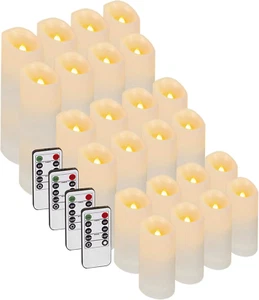 24 Pc LED Candles Flickering Flameless Candles with Remote Timer for Romantic Am - Picture 1 of 12