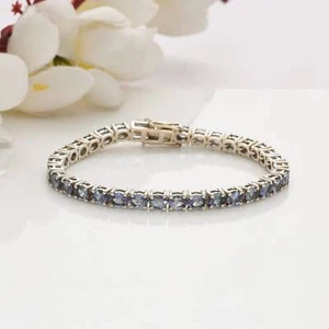 World Rare Bi Color Tanzanite Tennis Bracelet in Sterling Silver For Women - Picture 1 of 4