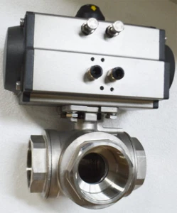 NPT 2'' Double Acting 3-way Ball valve Pneumatic Actuated Ball Valve Pumps Tool - Picture 1 of 4