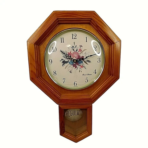 Vintage Regulator Clock Daniel Dakota Quartz Flower Face NO Chime Cover