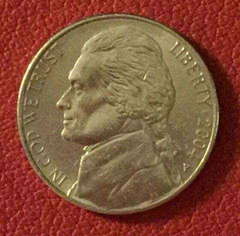 2004 P Jefferson Nickel - actual coin - Peace Medal -free shipping Cover