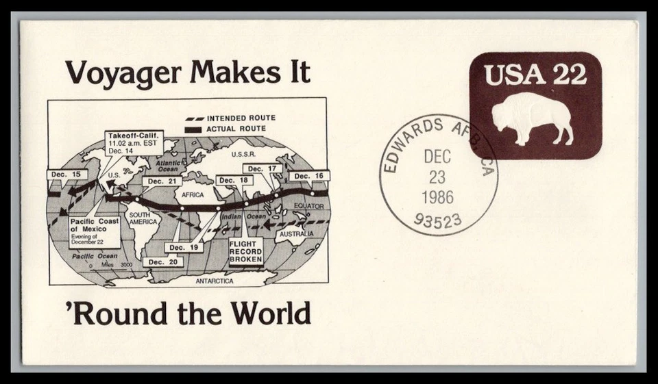 US Event # U608 22c American Bison  31769 Voyager 1986, 9p4047 - Image 1 of 1