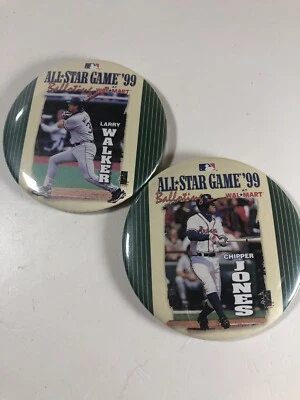 All Star Game '99 Balloting At WalMart Chipper Jones Walker Pin Back Button MLB - Image 1 of 4