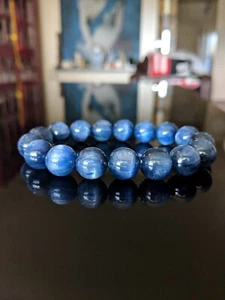 56.5 Grams of KYANITE Bead Bracelet for Men Stretch 12mm 3A 8" inch - Picture 1 of 11