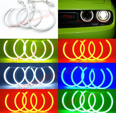 for Dodge Challenger 15-23 Headlight cotton RGB halo ring DRL LED angel eye lamp - Image 1 of 4