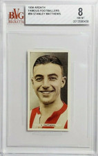 1934 Ardath Footballers #39 Stanley Matthews Rookie Card RC BGS BVG 8 NM-MT