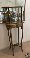 Oval Shaped French Gold Gilt Vitrine Glass Doors Curio Cabinet Display Stand