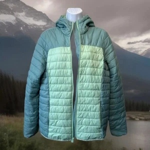 LANDSEND LADIES QUILTED JACKET ALL SEASONS MINT ICY GREEN SZ M HOODED OUTDOOR - Picture 1 of 17