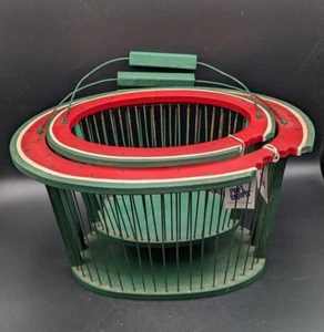 Vtg Pier 1 Watermelon Basket Set of 2 Wood Wire Nesting Rustic Country Farmhouse - Picture 1 of 13