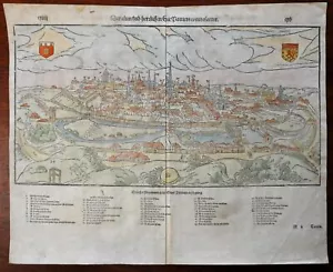 Poitiers France Buttiers 1598 Munster Cosmography wood cut print city view - Picture 1 of 3