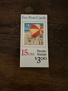 US 2443a BK170 Beach Umbrella 15c booklet 20 MNH 1990 - Picture 1 of 3