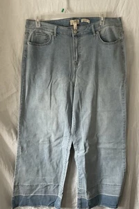 logo by lori Goldstein Wide Leg Jeans 18W Light Wash Neu Ohne Etikett Raw Hem - Bild 1 von 12