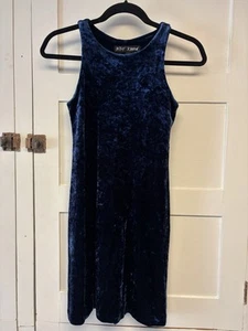 vtg 90's BETSEY JOHNSON royal blue stretch velvet womens vintage mini dress M - Picture 1 of 7