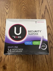 U by Kotex Sicherheitstampons 17 Super 17 Regular Multipack 34 Stück Gesamt Neu - Bild 1 von 3