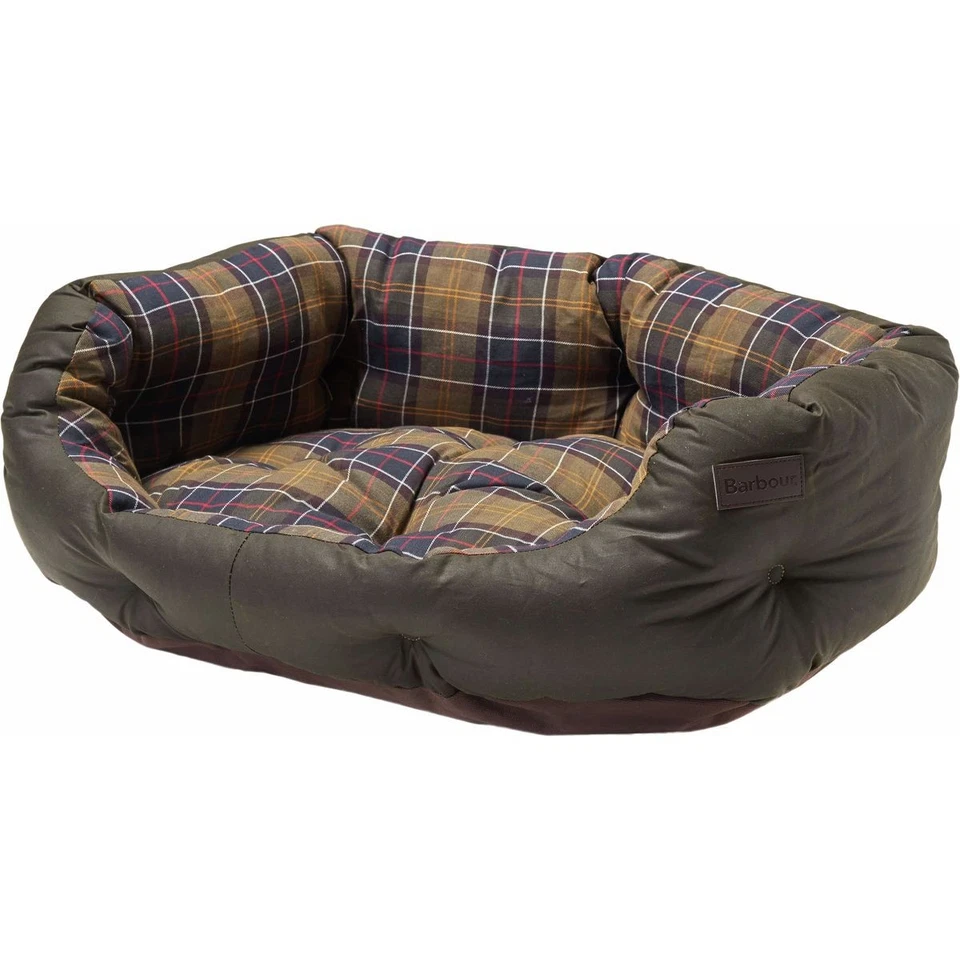 Barbour Plaid Lined Waxed Cotton Slumber Pet Bed - Medium