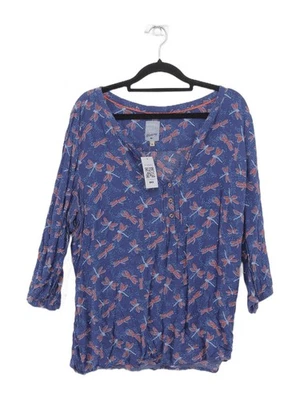 Mantaray Women's Top UK 18 Blue 100% Viscose 3/4 Sleeve V-Neck Basic - Image 1 of 4