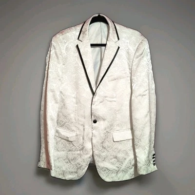Men's Coofandy Tuxedo Blazer White Paisley Size Medium - Image 1 of 4