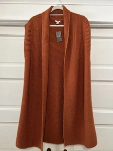 J. Jill Women's Textured Long Gilet Vest Tamarind Knit NWT Size Medium - Picture 1 of 11