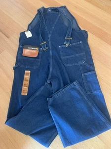 CARHARTT Overalls Mens Size 38x28 Blue Denim Bib Utility Carpenter R07 DST NWT - Picture 1 of 11