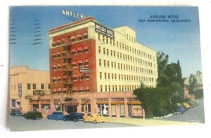 Vintage 1940 Leinen Postkarte von ANTLERS HOTEL, San Bernardino, Cal. - Bild 1 von 2