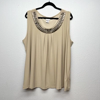 Jaclyn Smith Studded Top Womens 3X Relaxed Pleated Career Workwear Party Event - Image 1 of 4