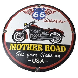 Vintage Route 66 Porcelain Sign - American Classic Gas Station Pump Road Ad Sign - Picture 1 of 14